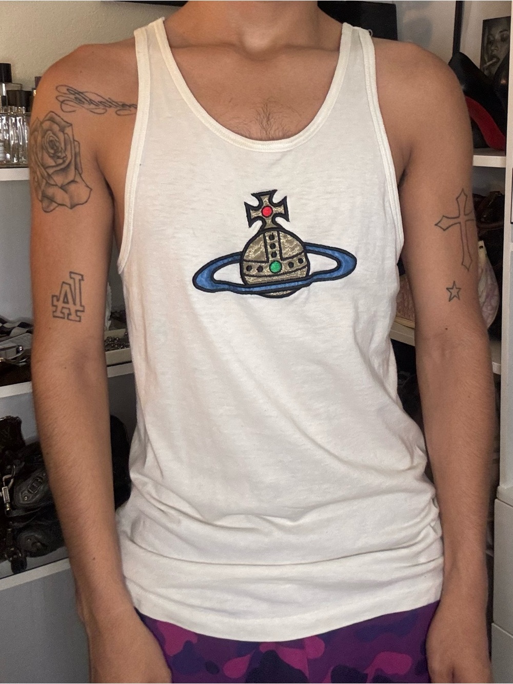 Vivienne Westwood white  Tank with planet detail